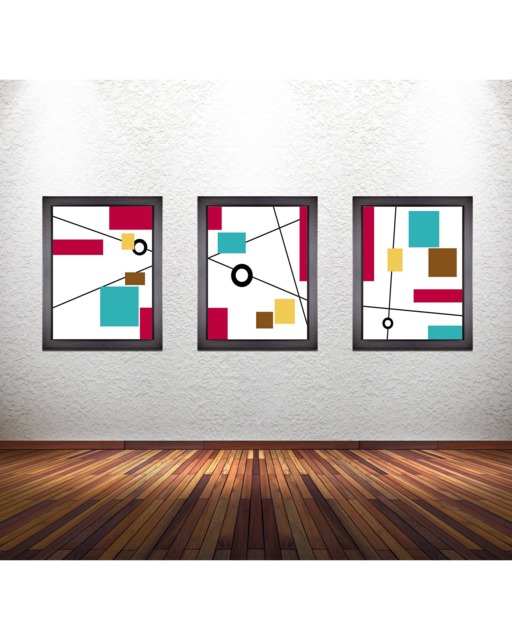 Set Of 3 Modern Geometric Art Prints Colorful Abstract Wall Decor - image 1
