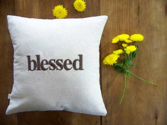 Blessed Pillow - You Choose Font & Thread Color - image 1