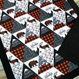 Buffalo Plaid Minky Baby Blanket - Personalized Adventure Lumberjack Nursery - thumbnail 2