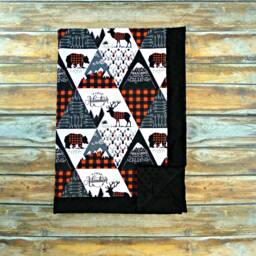 Buffalo Plaid Minky Baby Blanket - Personalized Adventure Lumberjack Nursery