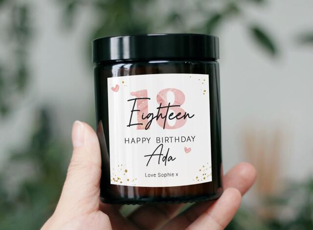 18Th Birthday Gift For Her Daughter Girl Friend Sister Niece Personalized Candle - Special Eighteen Present - image 1