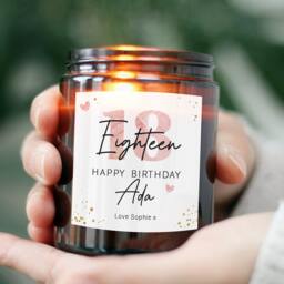 18Th Birthday Gift For Her Daughter Girl Friend Sister Niece Personalized Candle - Special Eighteen Present - thumbnail 2