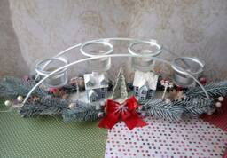 Christmas Candlestick Wreath Holder Handmadetable Decoration - thumbnail 1