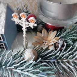 Christmas Candlestick Wreath Holder Handmadetable Decoration - thumbnail 3