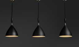 Italian Style Hanging Dokka Pendant Light Chandelier- Matte Black Cone Pendent- Mid-Century Modern Brass Chandelier For Luxury Home - thumbnail 1