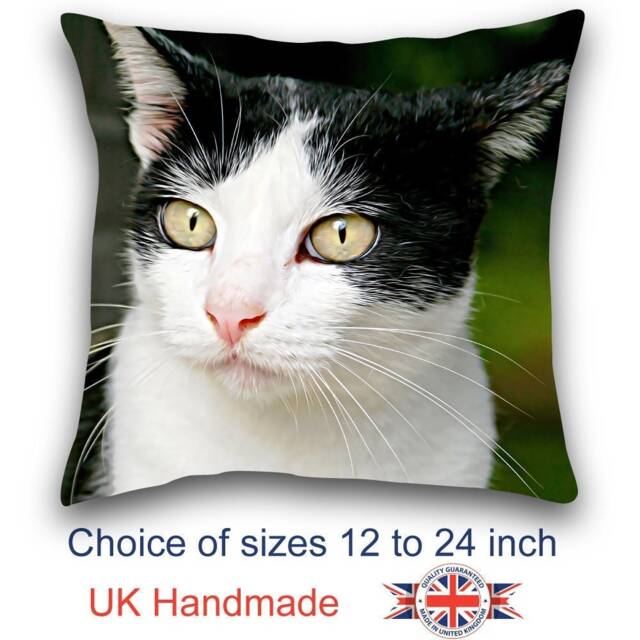 Black & White Cat Cushion, Pillow, Choice Of Sizes, Handmade - image 1