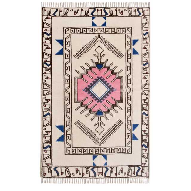 Handwoven Wool Rug, Moroccan Vintage Design, Custom Hallway Size - image 1