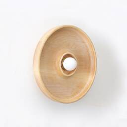 Round Designer Maple Minimal Wall Fixture Light Flush Mount Wood Sconce Bedroom Lighting Restaurant Living Room - thumbnail 3