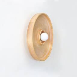 Round Designer Maple Minimal Wall Fixture Light Flush Mount Wood Sconce Bedroom Lighting Restaurant Living Room - thumbnail 4