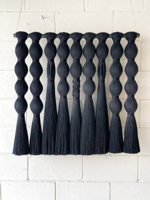 Made To Order/ Black Wall Hanging/ Neutral Art/ Fiber Contemporary Decor/ String Bohemian Macrame/ Tapestry - image 1