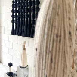 Made To Order/ Black Wall Hanging/ Neutral Art/ Fiber Contemporary Decor/ String Bohemian Macrame/ Tapestry - thumbnail 3