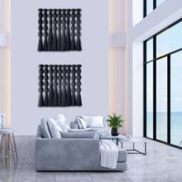 Made To Order/ Black Wall Hanging/ Neutral Art/ Fiber Contemporary Decor/ String Bohemian Macrame/ Tapestry - thumbnail 4
