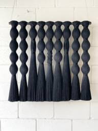 Made To Order/ Black Wall Hanging/ Neutral Art/ Fiber Contemporary Decor/ String Bohemian Macrame/ Tapestry - thumbnail 1