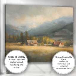 Mountain Farmstead Valley Panorama Rustic Landscape Canvas Wall Art Print Decor Picture Ready To Hang - thumbnail 3