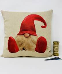 Christmas Gonk Cushion, Red Cushion Cover, Decorations, Xmas Decor - thumbnail 1