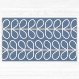 Vinyl Area Rug - Blue Graphic Leaves Design Printed On PVC Floor Mat/Vinyl Doormat/ Bathmat Rug. Art Mat - thumbnail 2