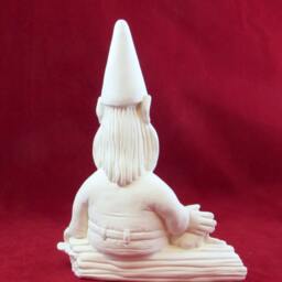 Ready To Ship-Ceramic Ready To Paint Garden Gnome On A Log With Frog - 9 Inches, Lawn Or Garden Gnome, Outdoor Indoor - thumbnail 3