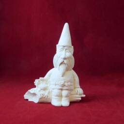 Ready To Ship-Ceramic Ready To Paint Garden Gnome On A Log With Frog - 9 Inches, Lawn Or Garden Gnome, Outdoor Indoor - thumbnail 1