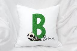 Personalised Football Alphabet Cushion, Ideal Birthday Gift, Fathers Day