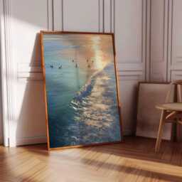 Surfing Poster, Retro Surf Print, Beachy Wall Art, Blue Summer Ocean Dopamine Decor, Beach Painting Coastal Decor - thumbnail 3