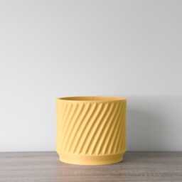 "Penelope Planter With Drainage & Saucer in Yellow, Unique 3D-Printed Plant Pot, Small To Large Sizes 4"" 5"" 6"" 7"" 8" - thumbnail 3