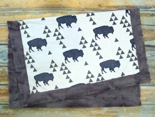 Personalized Minky Blanket - Buffalo Baby Bison Adult Yellowstone - image 1