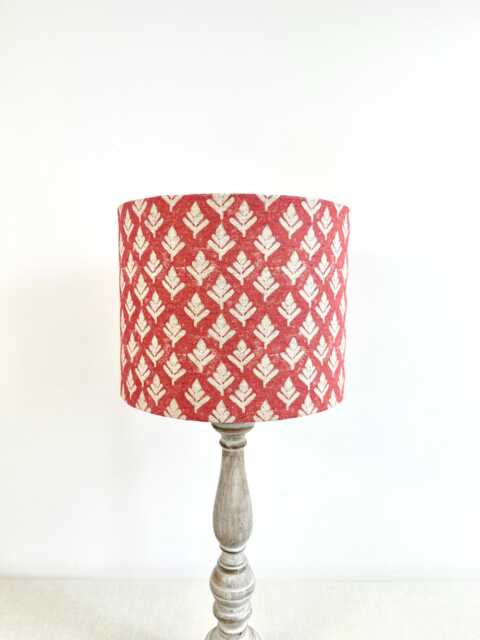 Red & White Floral Drum Lampshade Suitable For Table/Pendant Lamps - image 1