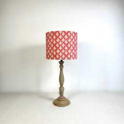 Red & White Floral Drum Lampshade Suitable For Table/Pendant Lamps - thumbnail 2