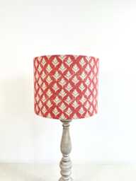 Red & White Floral Drum Lampshade Suitable For Table/Pendant Lamps