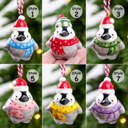 Penguin With Scarf, Handmade Figurine, Classic Tree Ornament - thumbnail 3