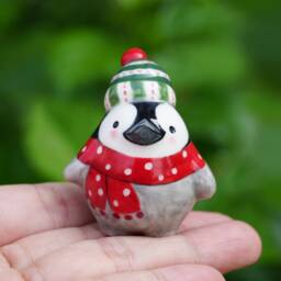 Penguin With Scarf, Handmade Figurine, Classic Tree Ornament
