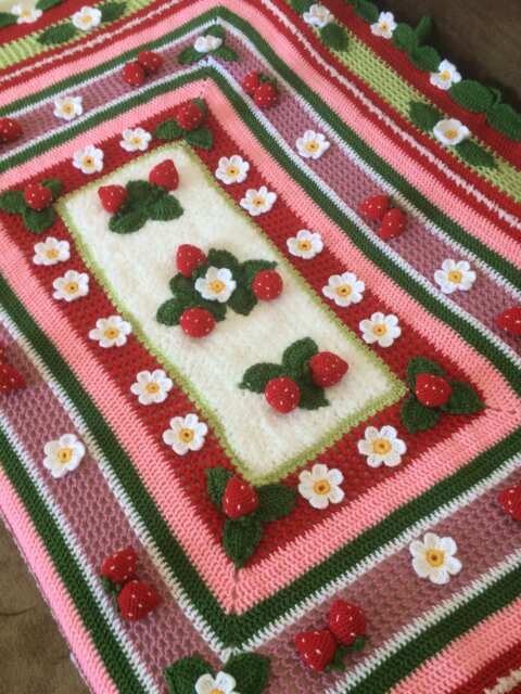 Crochet Strawberry Blanket....3 D Free Form Blanket - image 1