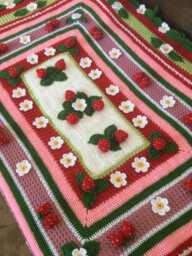 Crochet Strawberry Blanket....3 D Free Form Blanket