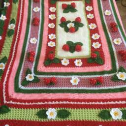 Crochet Strawberry Blanket....3 D Free Form Blanket - thumbnail 4