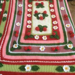 Crochet Strawberry Blanket....3 D Free Form Blanket - thumbnail 2