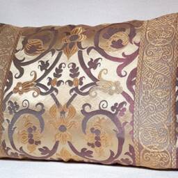 Throw Pillow Cushion Cover Silk Lampas Rubelli Fabric Ivory & Purple Vignola Pattern - Handmade in Italy - thumbnail 3