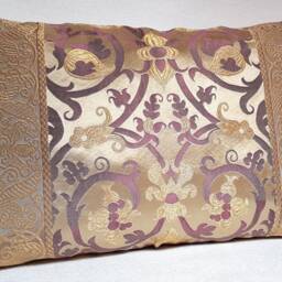 Throw Pillow Cushion Cover Silk Lampas Rubelli Fabric Ivory & Purple Vignola Pattern - Handmade in Italy - thumbnail 2