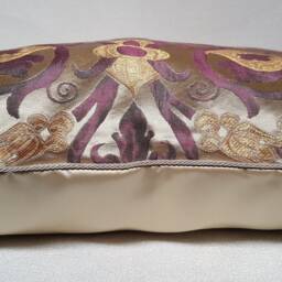Throw Pillow Cushion Cover Silk Lampas Rubelli Fabric Ivory & Purple Vignola Pattern - Handmade in Italy - thumbnail 4