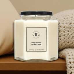 Cherry Amaretto Scented Candle, Relaxing Soy Wax Natural Candles - thumbnail 2