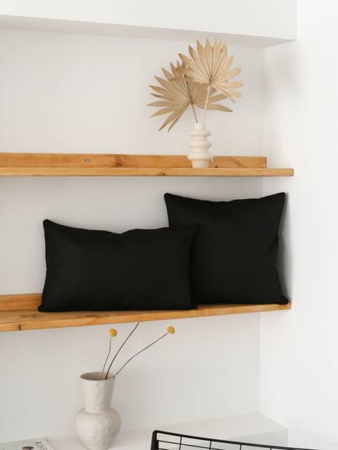 Outdoor Black Throw Pillow Cover, Waterproof & Stainproof Any Size Case, Hidden Zipper, Durable Easy-Care Summer Decors - image 1
