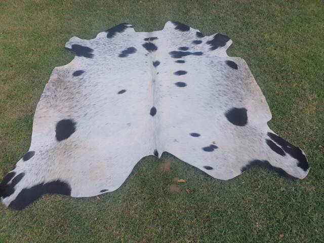 Real Cowhide For Upholstery Projects- Rugs Floor - Black Spotted Cowhide - image 1