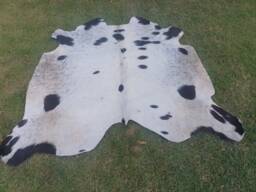 Real Cowhide For Upholstery Projects- Rugs Floor - Black Spotted Cowhide - thumbnail 1