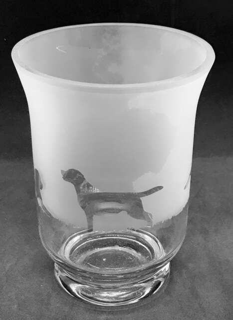Labrador Retriever Frieze Clear Glass Vase - 14.5cm, Boxed - image 1