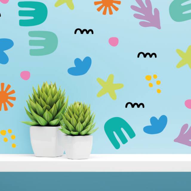 Bright Shapes Stickers - Kids Bedroom Stickers, Fun Wall Decor, Nursery Decals, Decor - image 1