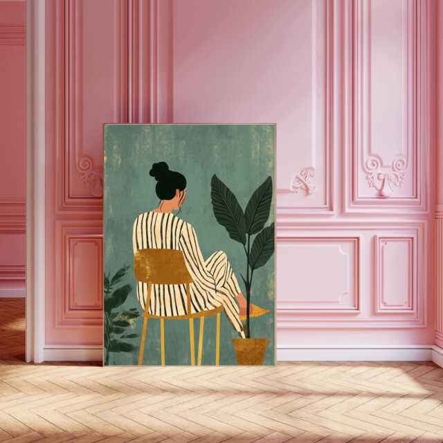 Abstract People Art - Mid Century Art, Modern Wall Minimalist Print, Living Room Female Figure - image 1