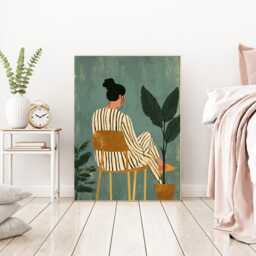 Abstract People Art - Mid Century Art, Modern Wall Minimalist Print, Living Room Female Figure - thumbnail 3