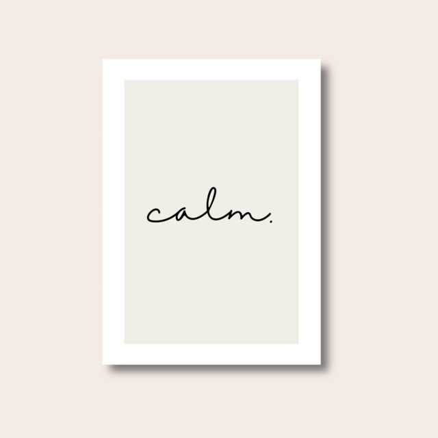 Calm Print - Poster Wall Art Home Decor Typography Quote Inspirational Beige - image 1