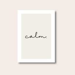 Calm Print - Poster Wall Art Home Decor Typography Quote Inspirational Beige - thumbnail 1