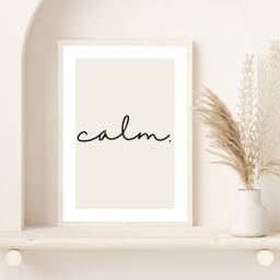 Calm Print - Poster Wall Art Home Decor Typography Quote Inspirational Beige - thumbnail 3