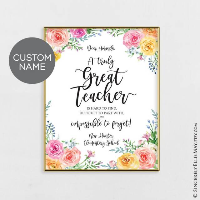 Teacher Appreciation Quotes - Custom Names Wall Art You Print, Perfect As Thank You To A Truly Great Is Hard To Find 40231 - image 1
